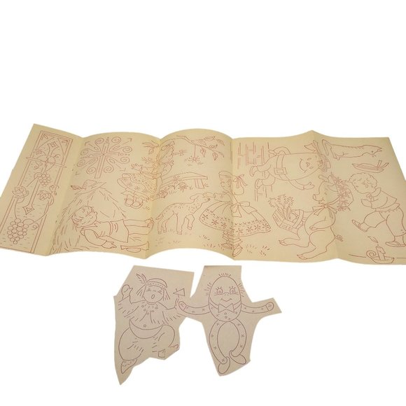 Vintage Nursery Rhyme Transfer Patterns, MCM Workbasket Iron On Transfers, 1960s - Picture 1 of 4